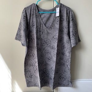 Lane Bryant - Grey Flower T-Shirt